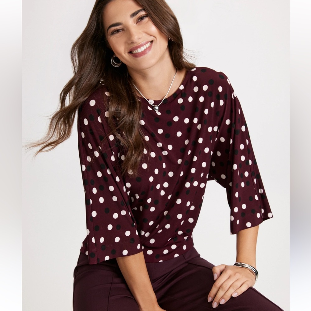 LAURA Polka Dot Elbow Sleeve Top Porto
